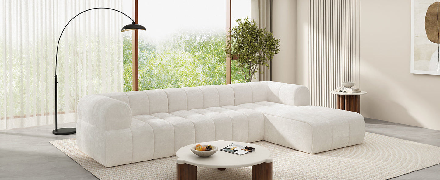 122' Modern L-Shaped Sectional Sofa with High-Density Fully Compressed Sponge and Chaise Lounge, 2-Piece Set, Fully Assembled Right Hand Facing, Perfect for Living Room, Lounge