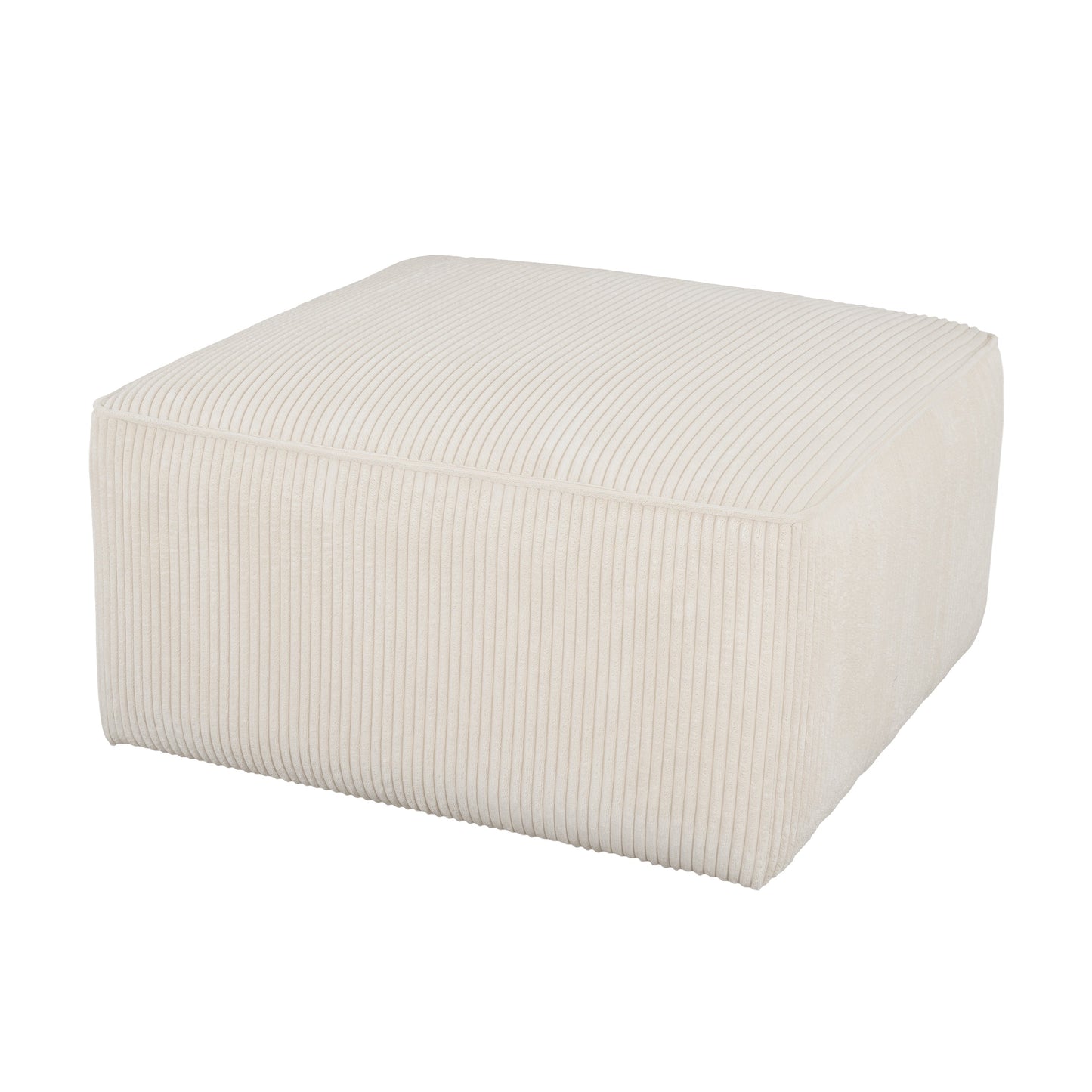 Upholstered Square Ottoman,Beige,Corduroy