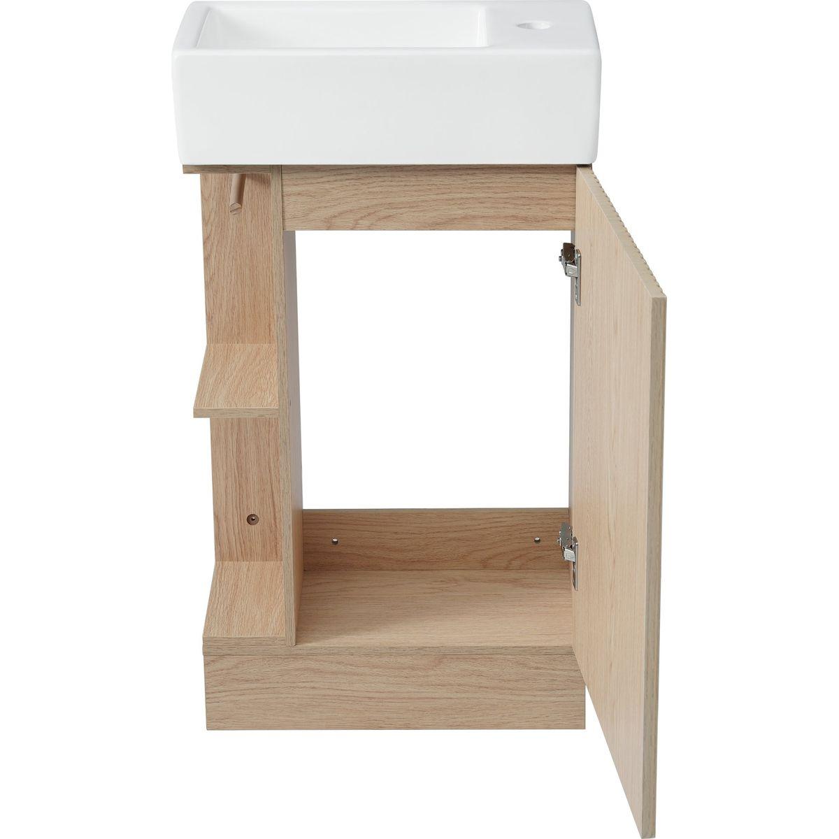18.6' Bathroom Vanity with Sink, Bathroom Vanity Cabinet with Two-tier Shelf, Left or Right Orientation, Natural (Old Sku:WF308491AAN)