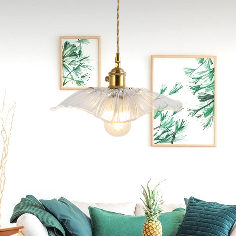 Clara's Textured Bloom: Industrial Glass Pendant Lamp