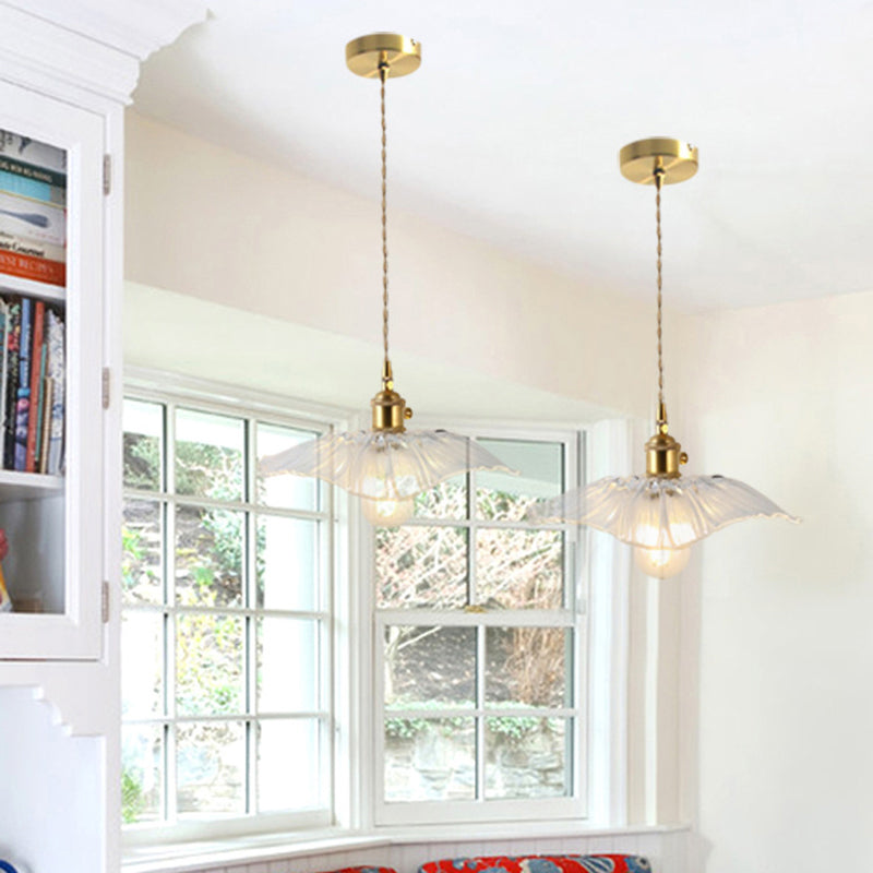 Clara's Textured Bloom: Industrial Glass Pendant Lamp