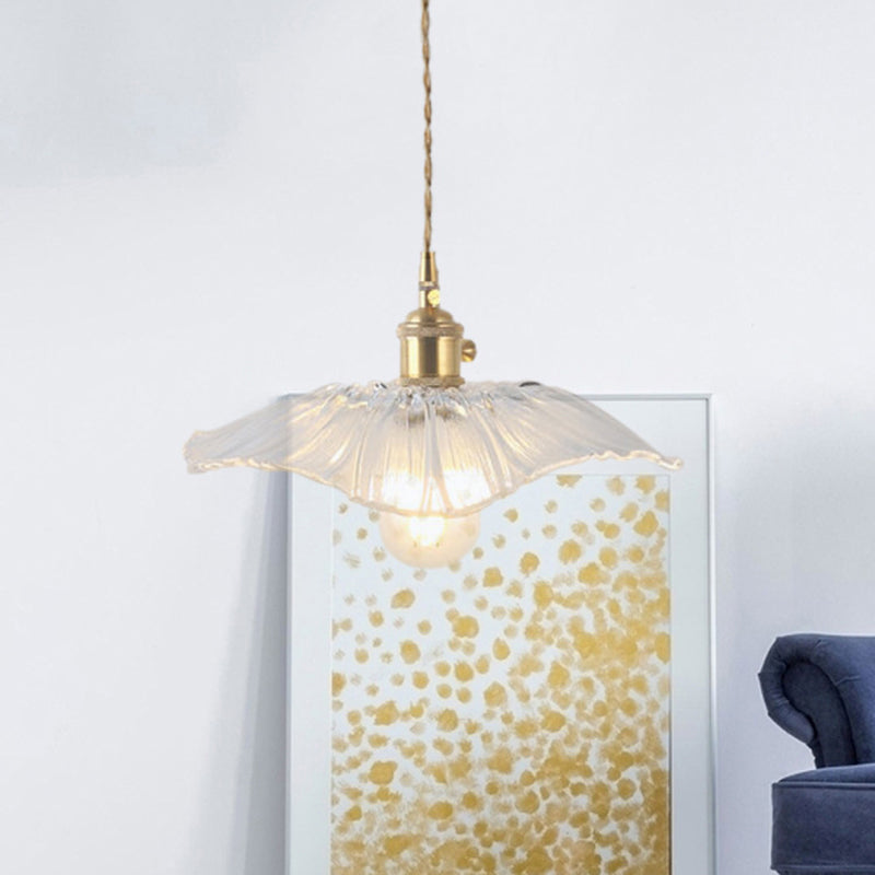 Clara's Textured Bloom: Industrial Glass Pendant Lamp