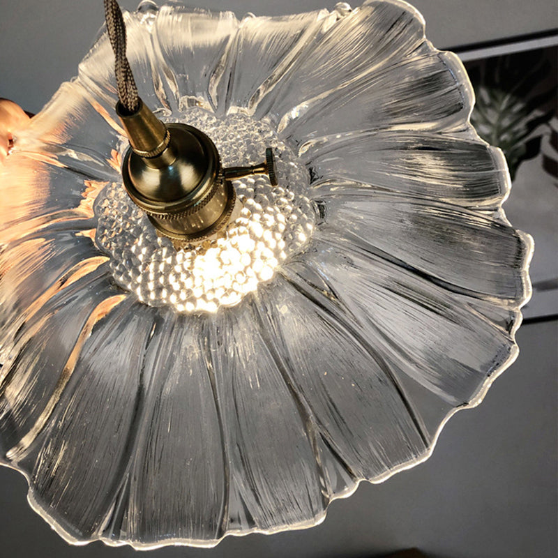 Clara's Textured Bloom: Industrial Glass Pendant Lamp