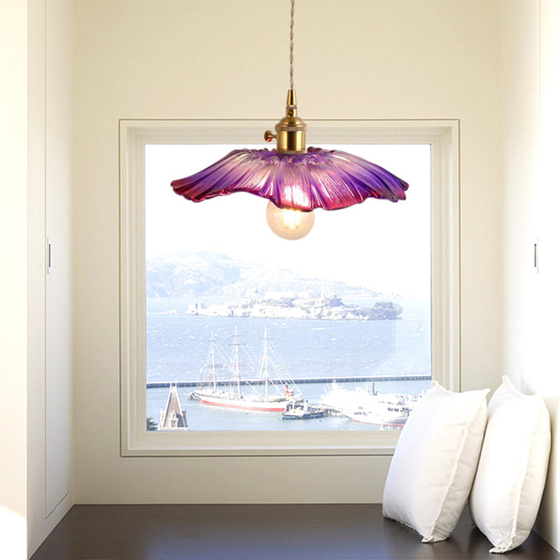 Clara's Textured Bloom: Industrial Glass Pendant Lamp