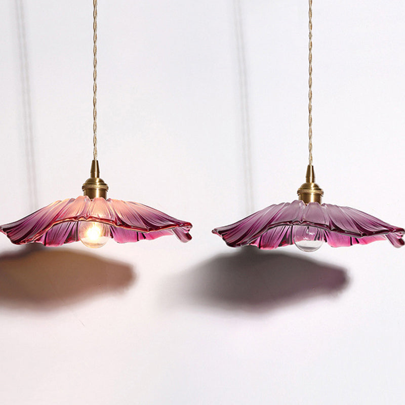 Clara's Textured Bloom: Industrial Glass Pendant Lamp