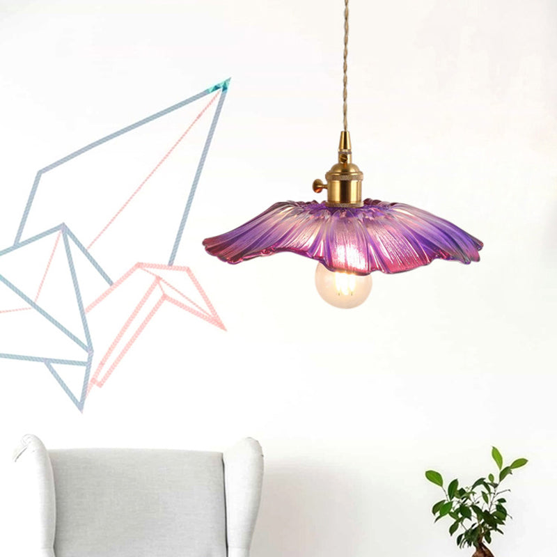 Clara's Textured Bloom: Industrial Glass Pendant Lamp