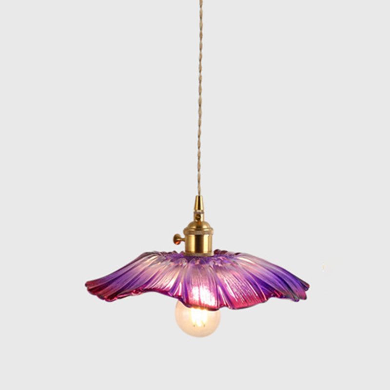 Clara's Textured Bloom: Industrial Glass Pendant Lamp