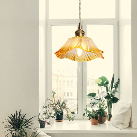 Clara's Textured Bloom: Industrial Glass Pendant Lamp