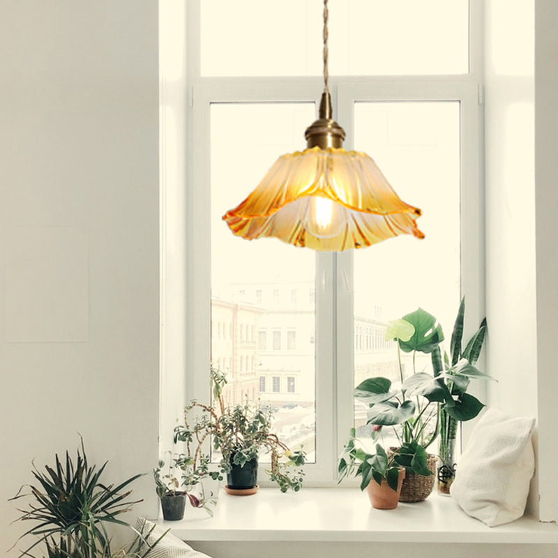 Clara's Textured Bloom: Industrial Glass Pendant Lamp