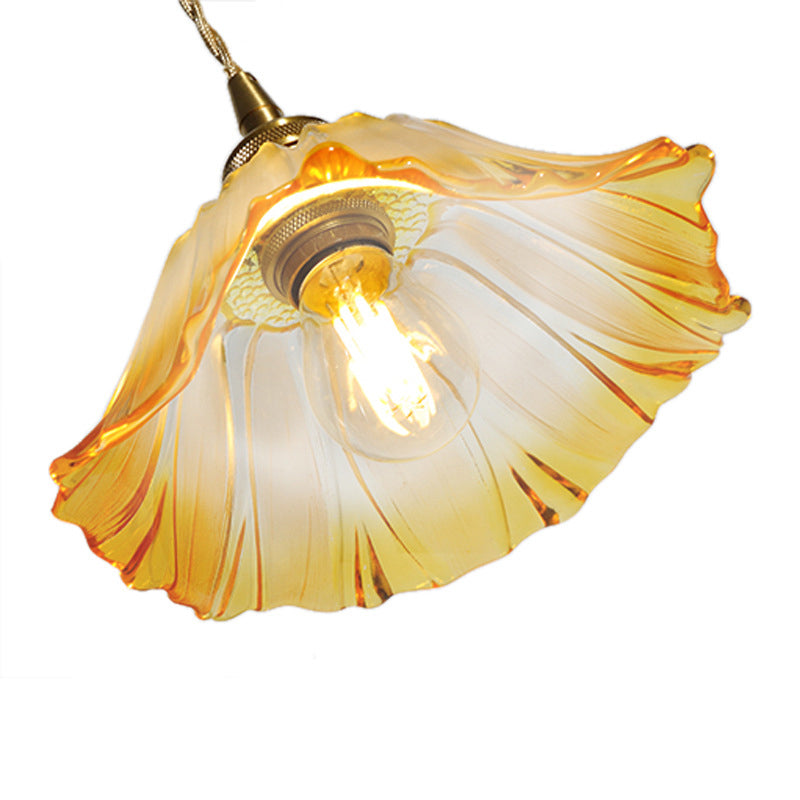 Clara's Textured Bloom: Industrial Glass Pendant Lamp