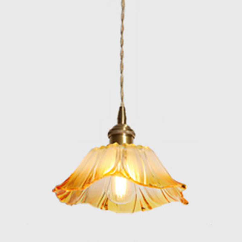 Clara's Textured Bloom: Industrial Glass Pendant Lamp