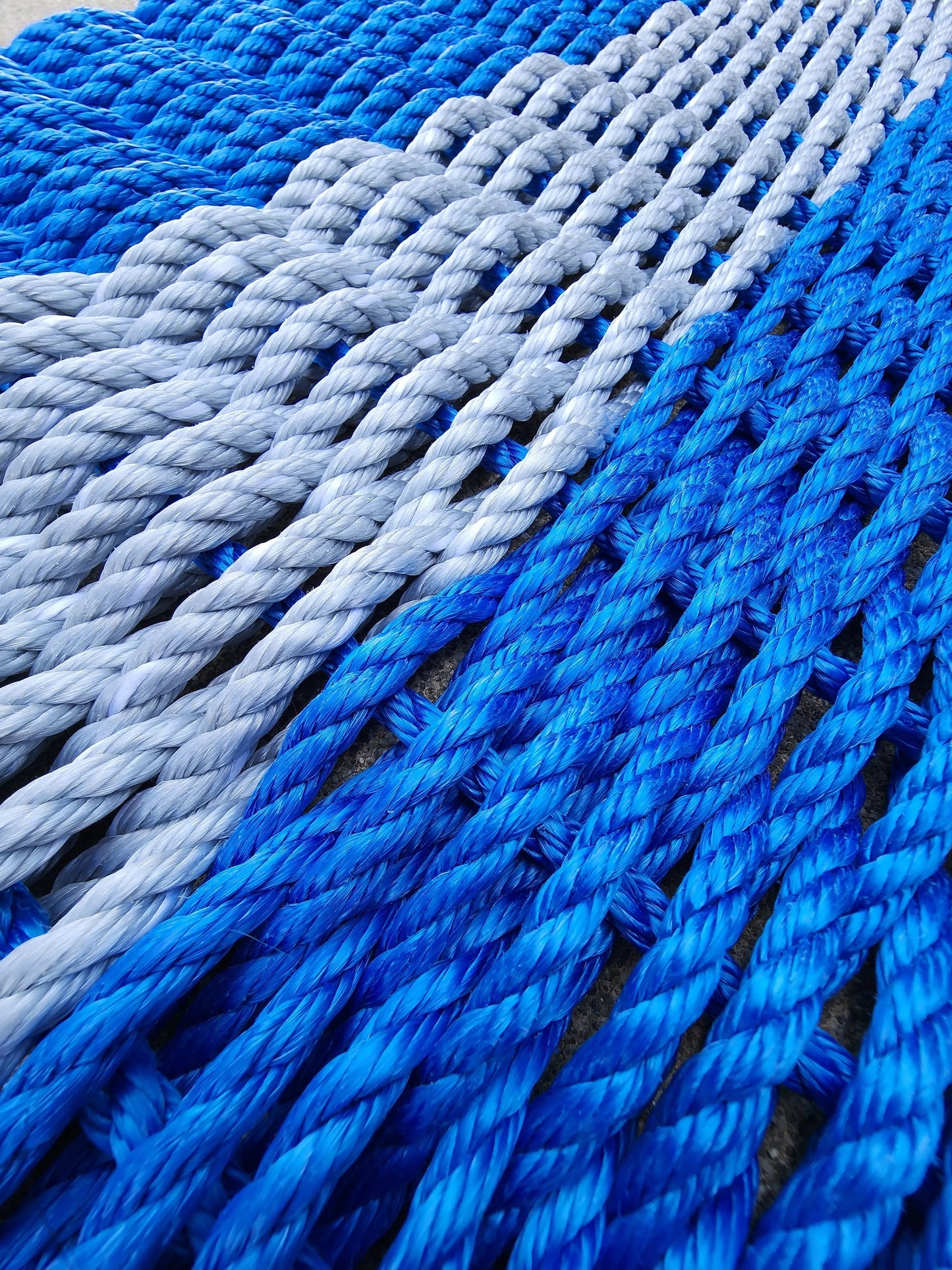 Area Rug: Rope Mat made with Lobster Rope, Blue and Light Gray by Little Salty Rope