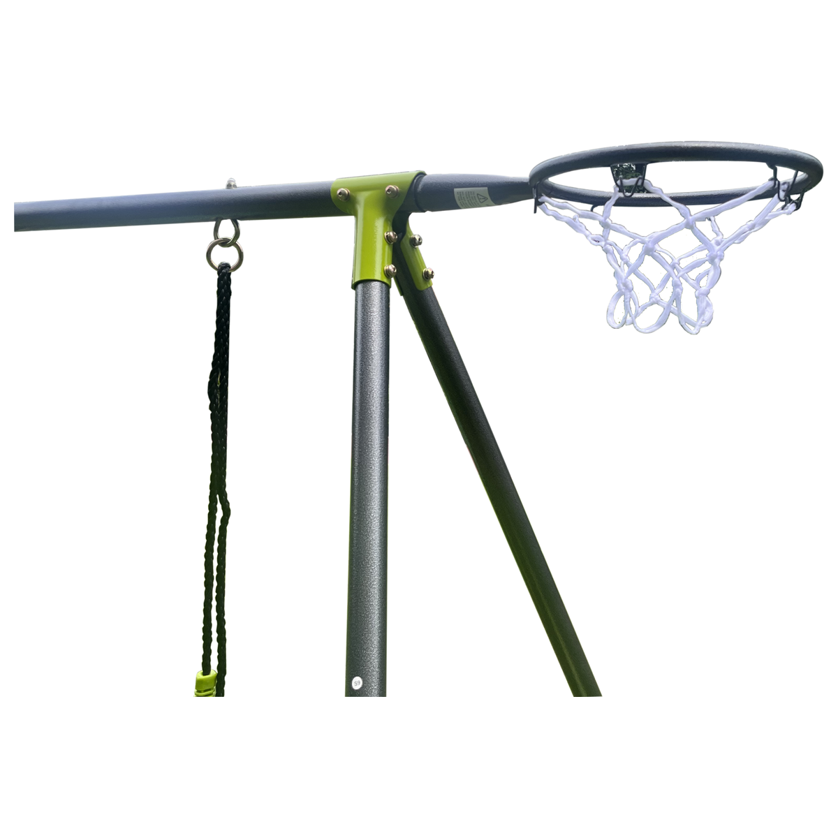 XNS052 green and blue interesting six function swingset with net swing metal plastic safe swing set 440lbs for outdoor playground for age 3+ with 31.5in net swing