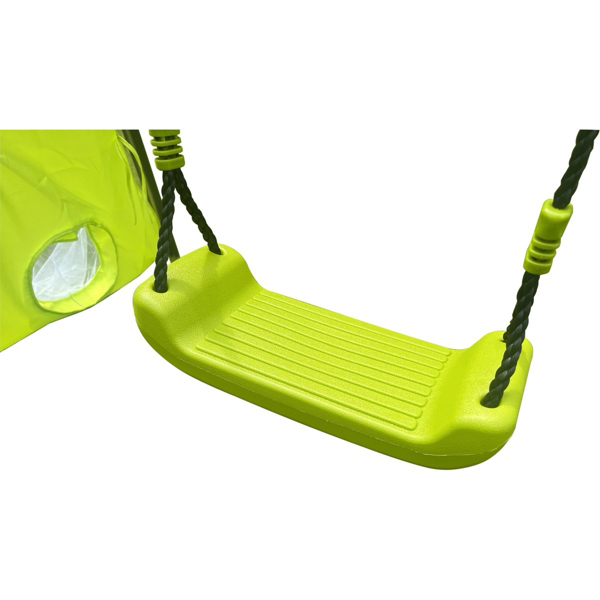 XNS052 green and blue interesting six function swingset with net swing metal plastic safe swing set 440lbs for outdoor playground for age 3+ with 31.5in net swing