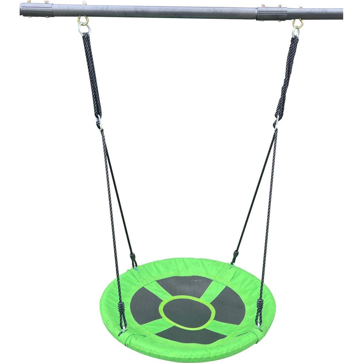 XNS052 green and blue interesting six function swingset with net swing metal plastic safe swing set 440lbs for outdoor playground for age 3+ with 31.5in net swing