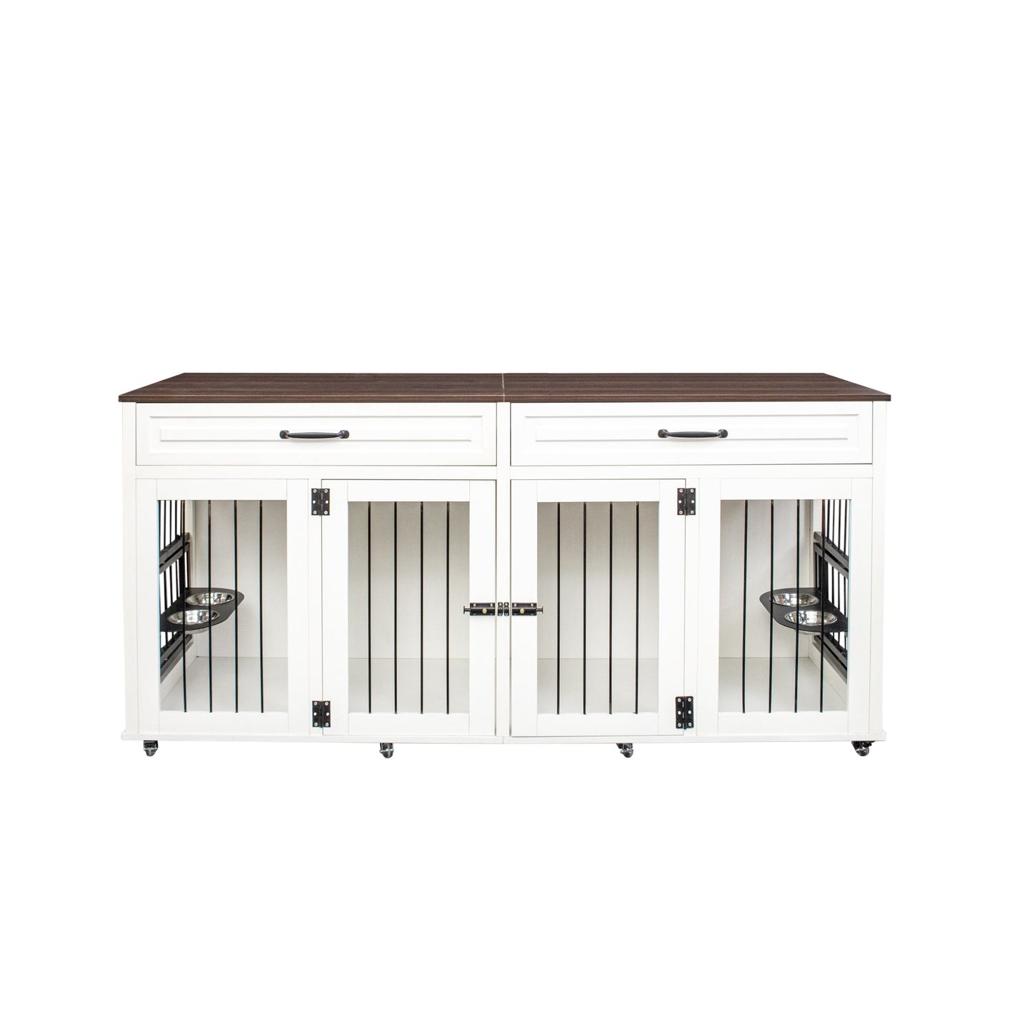 Kitchen Tools & Cookware: Heavy duty dog cage, suitable for medium to large dogs, furniture style cage, with double door pet house wooden cage, modern dog house furniture room by Streamdale Furniture