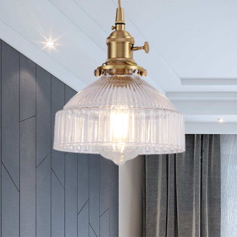 Ariana - Modern Industrial Pendant Light with Clear Glass Bowl (1-Light, Brass)
