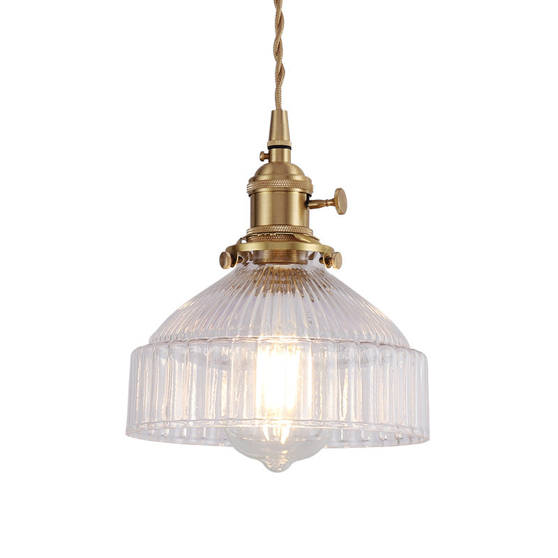 Ariana - Modern Industrial Pendant Light with Clear Glass Bowl (1-Light, Brass)