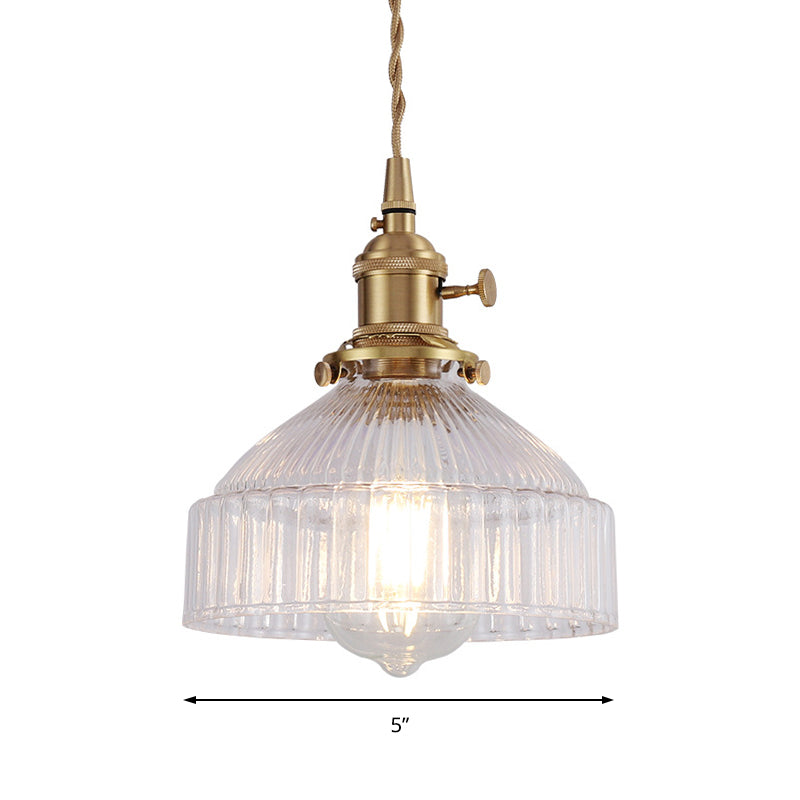 Ariana - Modern Industrial Pendant Light with Clear Glass Bowl (1-Light, Brass)
