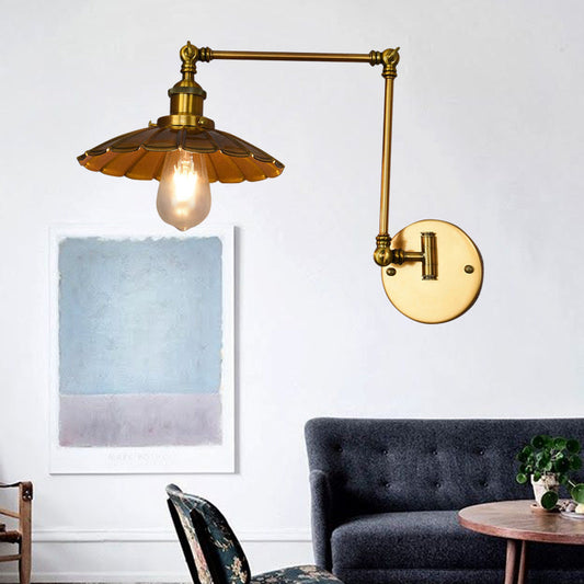 Isabella's Industrial Chic Pendant Lamp: Warm Brass Glow for Your Living Room