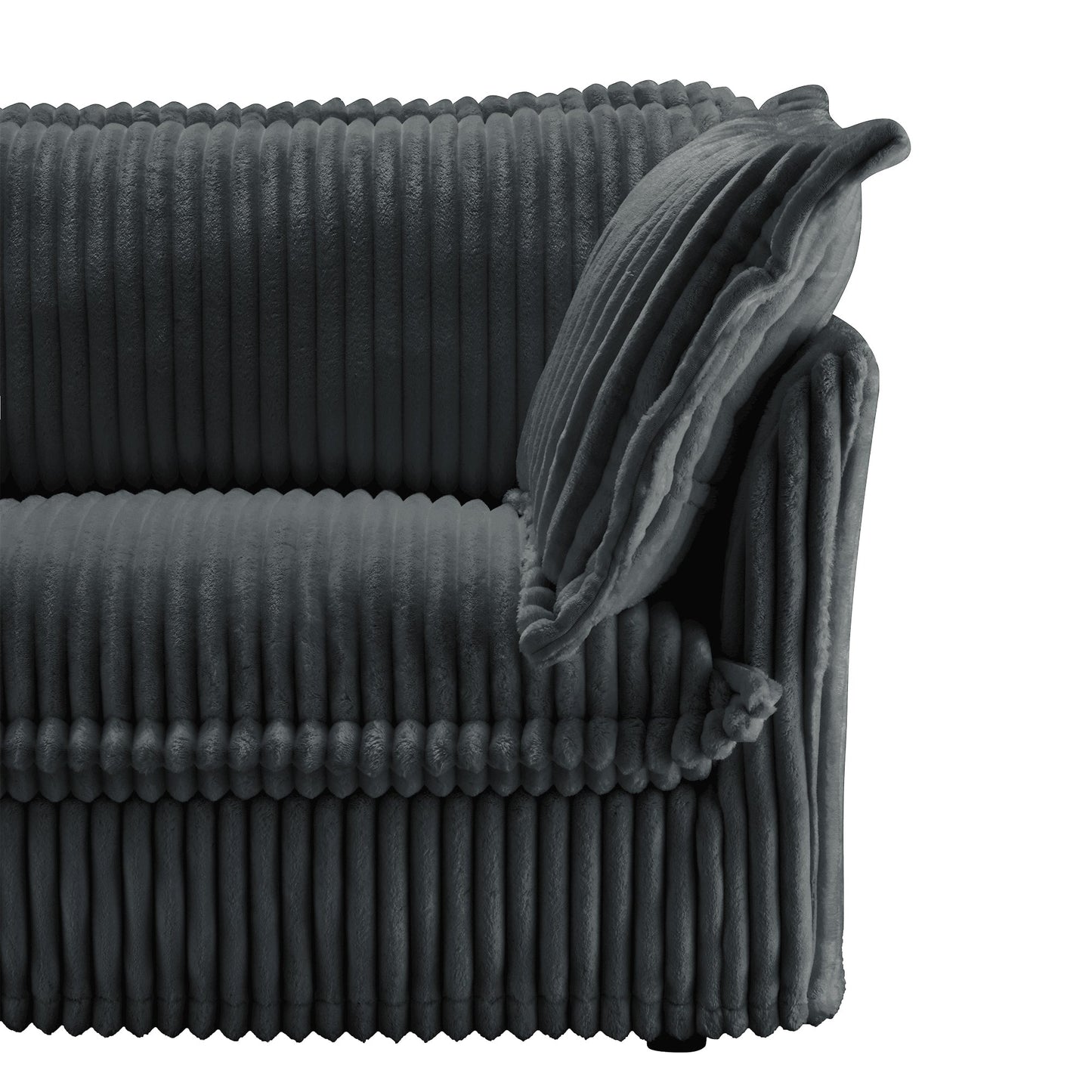 Upholstered Slipcovered Armchair with Ottoman, Deep Seat Armchair W/ Wide Ottoman for Living Room, Armchair Sets with Large Soft Pillows(Set of 2),Gray Corduroy Fabric