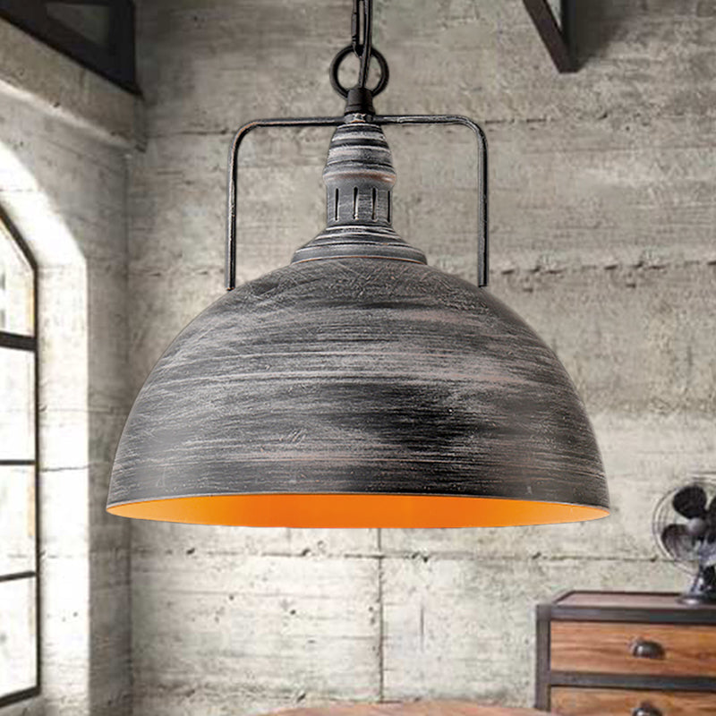 Elara - Adjustable Industrial Pendant Light with Aged Silver Dome (1-Light)