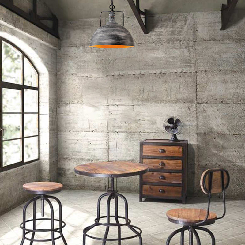 Elara - Adjustable Industrial Pendant Light with Aged Silver Dome (1-Light)