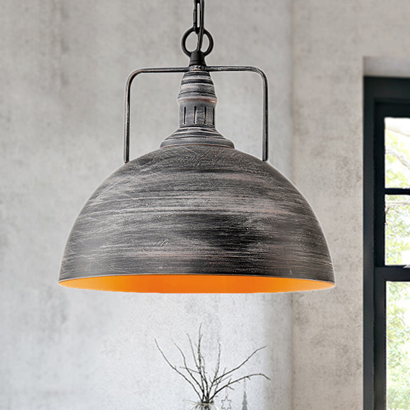 Elara - Adjustable Industrial Pendant Light with Aged Silver Dome (1-Light)