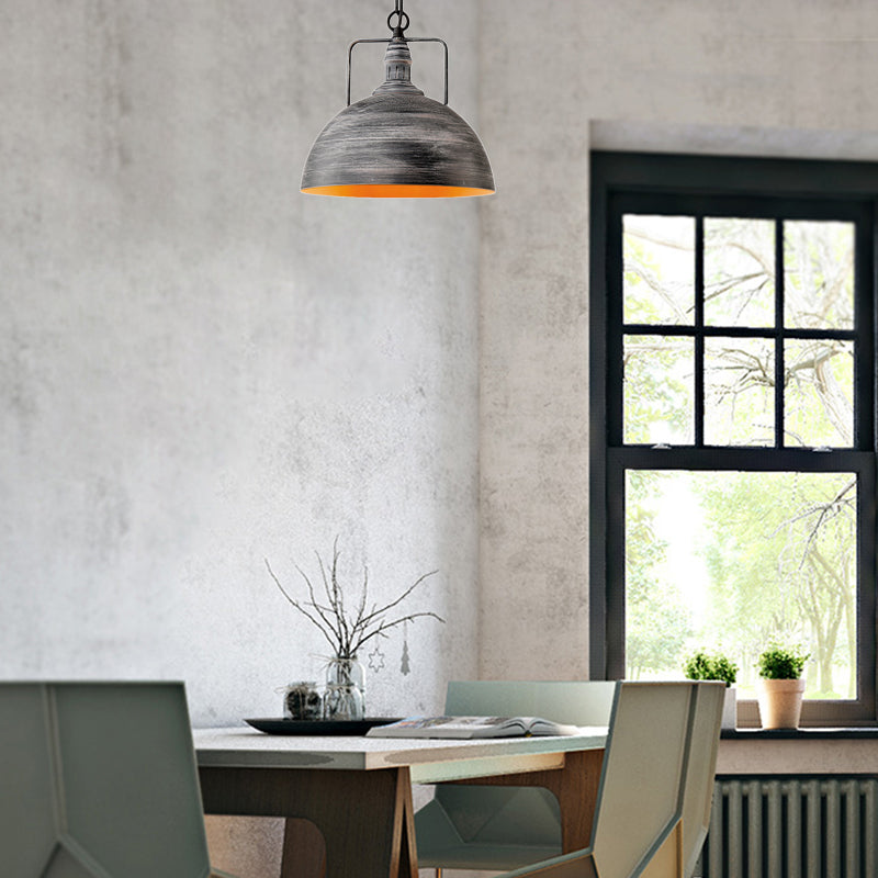 Elara - Adjustable Industrial Pendant Light with Aged Silver Dome (1-Light)