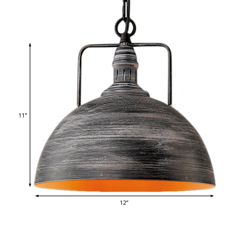 Elara - Adjustable Industrial Pendant Light with Aged Silver Dome (1-Light)