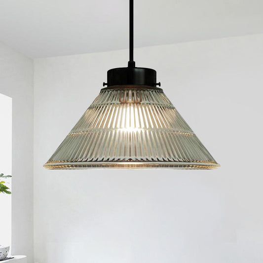 Captivating Vintage Charm: The Clear Ribbed Glass Pendant Ceiling Light
