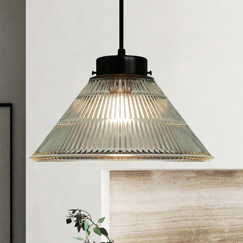 Captivating Vintage Charm: The Clear Ribbed Glass Pendant Ceiling Light