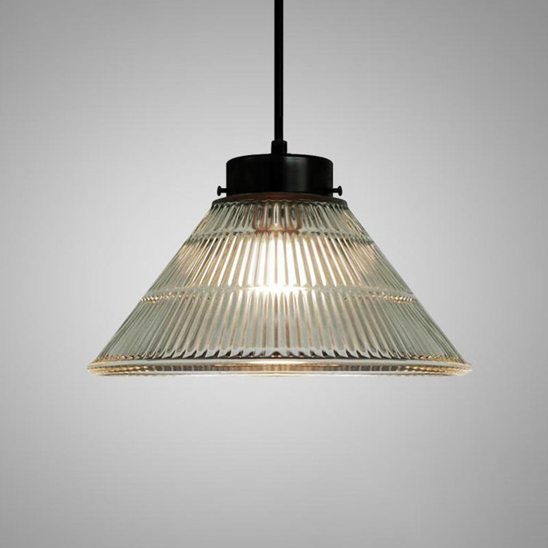 Captivating Vintage Charm: The Clear Ribbed Glass Pendant Ceiling Light