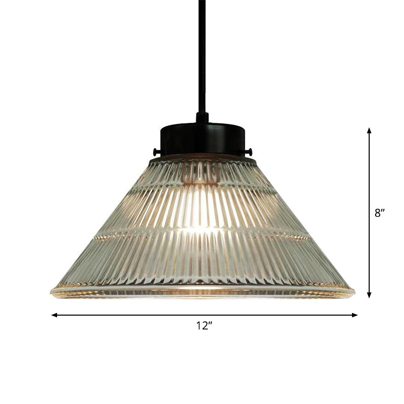 Captivating Vintage Charm: The Clear Ribbed Glass Pendant Ceiling Light