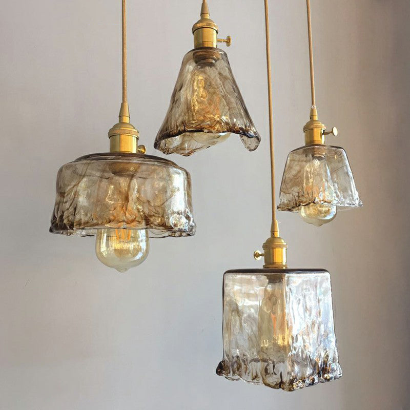 Brooklyn Shaded Pendant Light - Brown Glass Brass Hanging Light for Dining Rooms