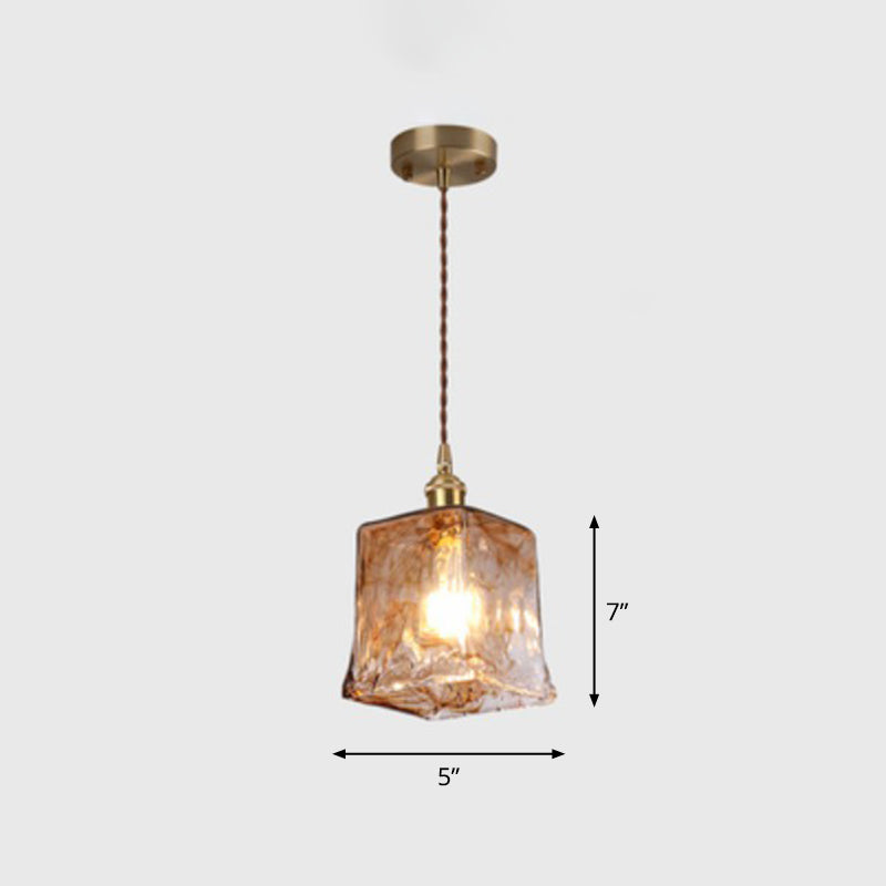 Brooklyn Shaded Pendant Light - Brown Glass Brass Hanging Light for Dining Rooms
