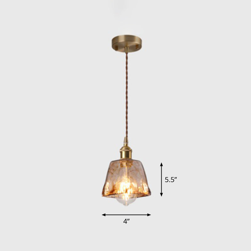 Brooklyn Shaded Pendant Light - Brown Glass Brass Hanging Light for Dining Rooms