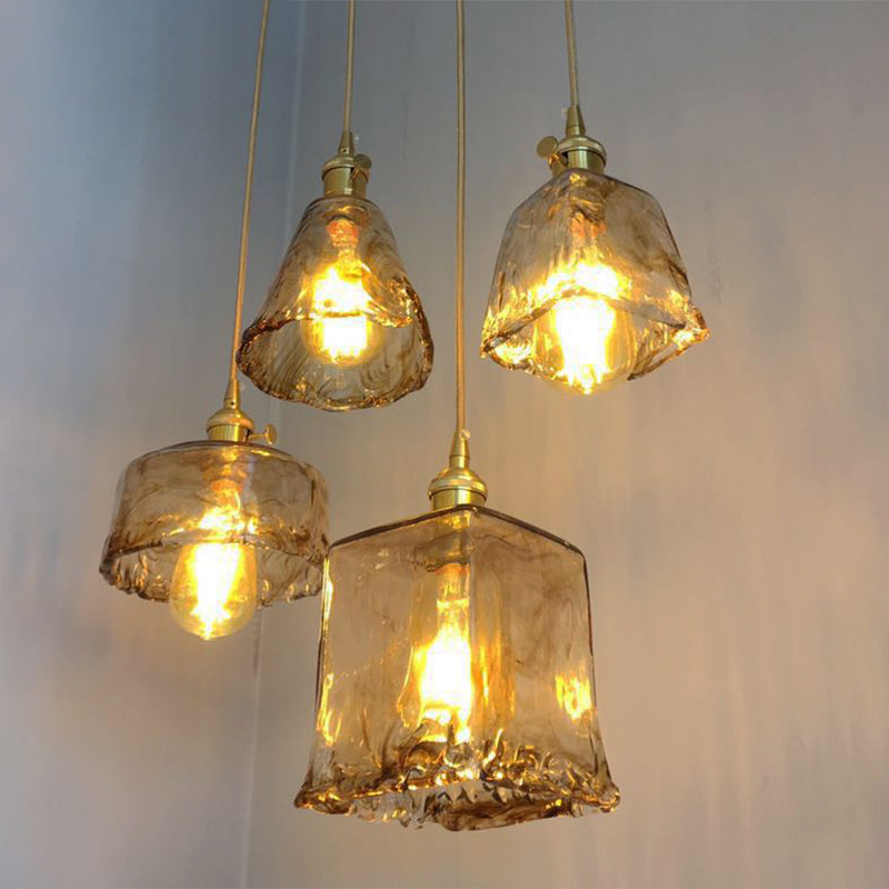 Brooklyn Shaded Pendant Light - Brown Glass Brass Hanging Light for Dining Rooms