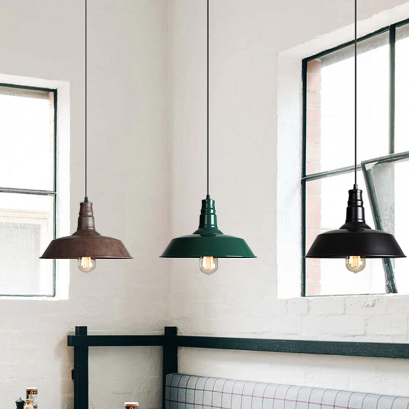 Industrial Iron Pendant Light (1-Light) - Choose Your Size and Finish