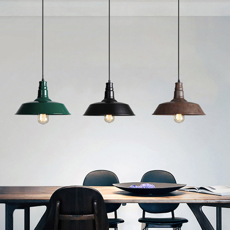Industrial Iron Pendant Light (1-Light) - Choose Your Size and Finish