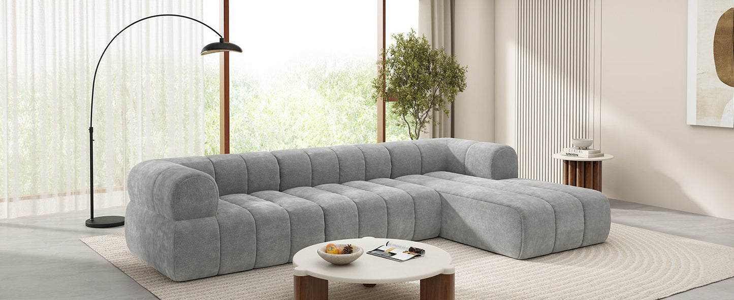 122' Modern L-Shaped Sectional Sofa with High-Density Fully Compressed Sponge and Chaise Lounge, 2-Piece Set, Fully Assembled Right Hand Facing, Perfect for Living Room, Lounge