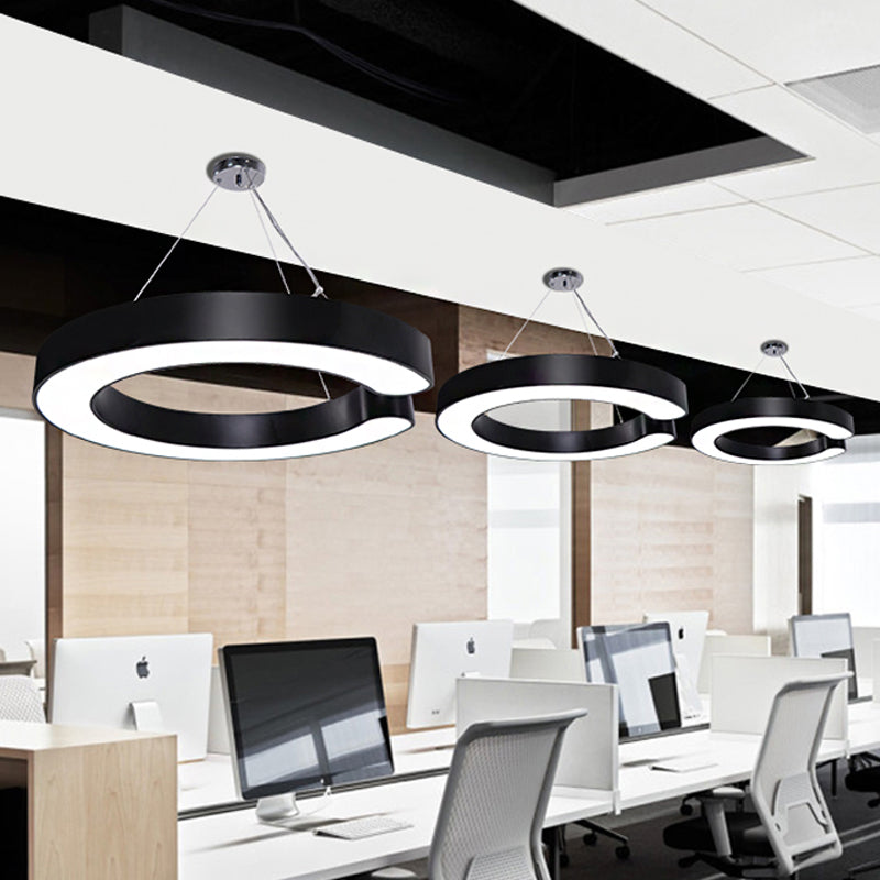 Blake's Bold C-Curve: Modern LED Pendant Lamp in Black or White