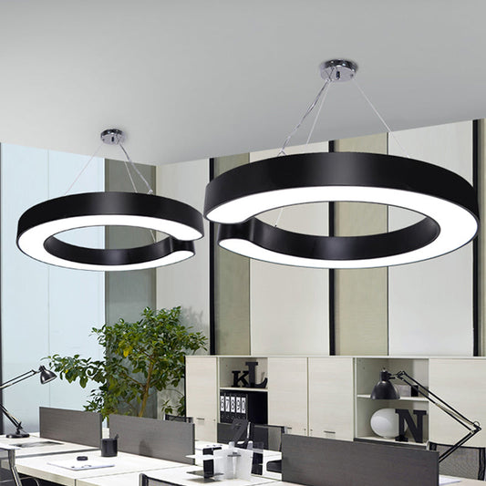 Blake's Bold C-Curve: Modern LED Pendant Lamp in Black or White