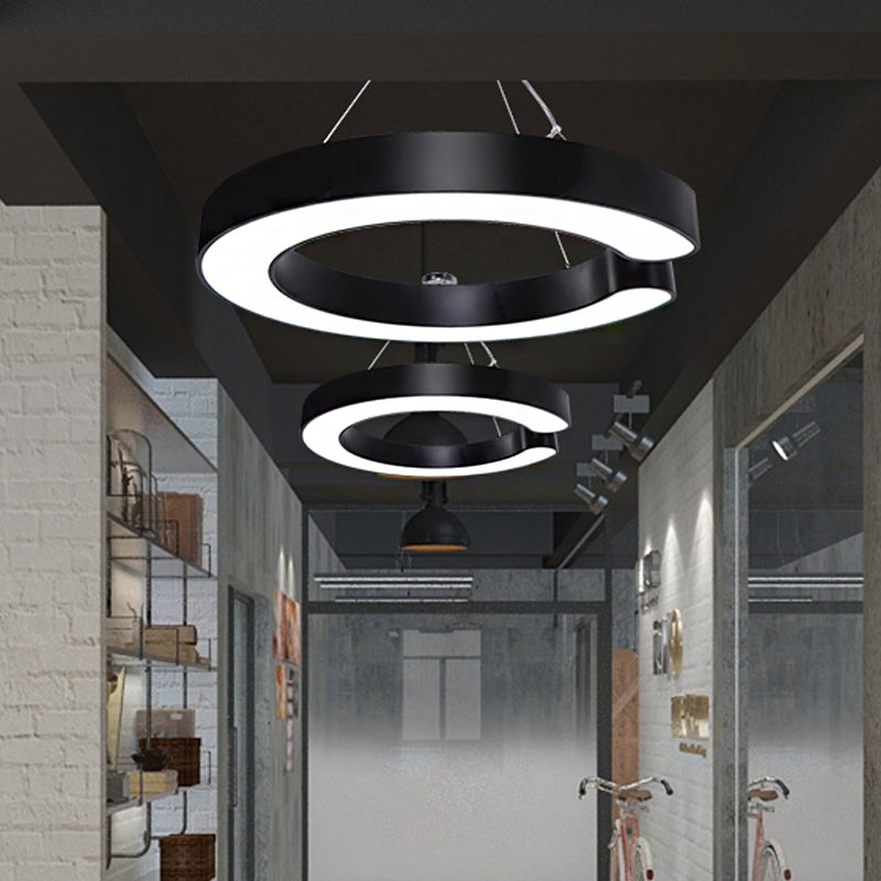 Blake's Bold C-Curve: Modern LED Pendant Lamp in Black or White