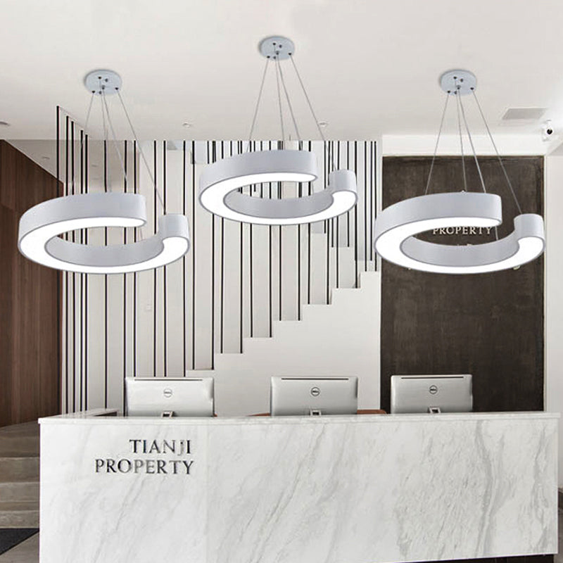 Blake's Bold C-Curve: Modern LED Pendant Lamp in Black or White