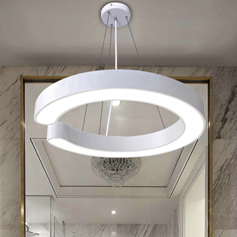 Blake's Bold C-Curve: Modern LED Pendant Lamp in Black or White