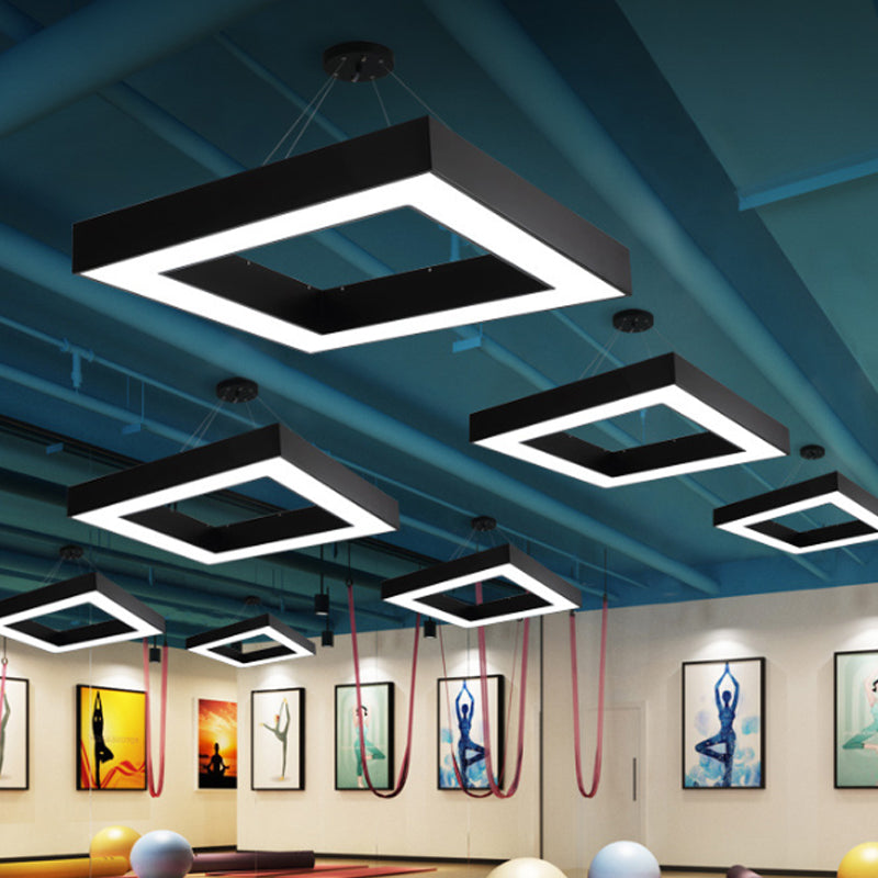 Ethan's Modern Black Pendant - Adjustable LED Light for Office (Multiple Sizes)