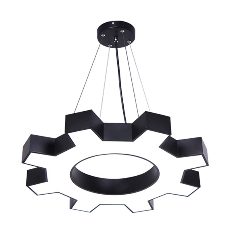 Cog & Glow: Modern Gear-Shaped Pendant Light for Gyms and More