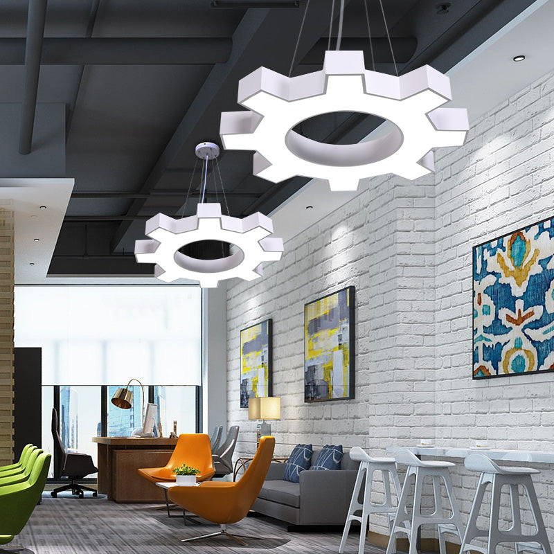 Cog & Glow: Modern Gear-Shaped Pendant Light for Gyms and More