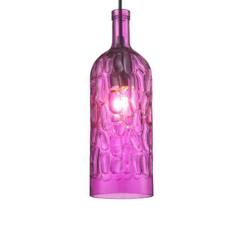 Art Deco Wine Bottle Hanging Lamp with Wavy Glass for Restaurant and Bar - Vintage 1-Light Down Lighting Pendant
